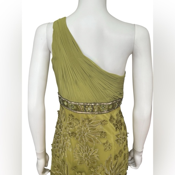 NWT Sue Wong One-Shoulder Celadon Floral Dress - Picture 9 of 12